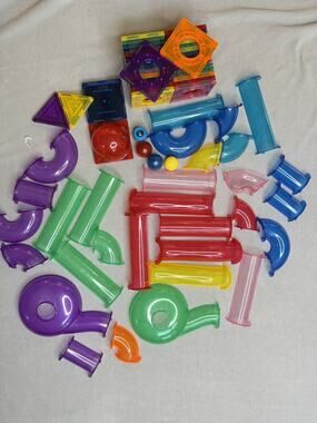 Magnetic Tiles Marble Run Set Stem Building Toy Translucent Tubes Balls Kidcore